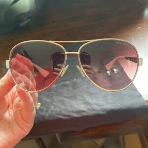 Emporio Armani cream and gold aviator sunglasses
